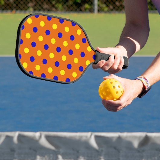 Raquette De Pickleball Conception de points orange bleu jaune (Insitu)
