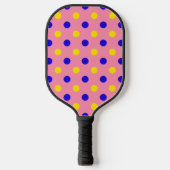 Raquette De Pickleball Conception de points polka rose bleu jaune  (Recto)