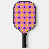Raquette De Pickleball Conception de points polka rose bleu jaune  (Verso)