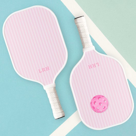 Raquette De Pickleball Conception de rayures de bonbon rose avec monogram