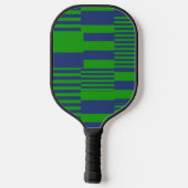 Raquette De Pickleball Conception de rayures patchwork bleu vert  (Verso)