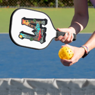 Raquette De Pickleball Conception de voiture rétro gothique et squelettes