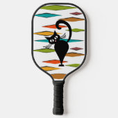 Raquette De Pickleball Conception du chat noir du milieu du siècle (Verso)