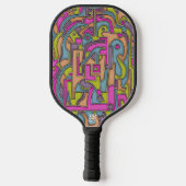 Raquette De Pickleball Conception géométrique rétro Mod Psychedelic 60s (Verso)