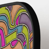 Raquette De Pickleball Conception géométrique rétro Mod Psychedelic 60s (Détail gauche)