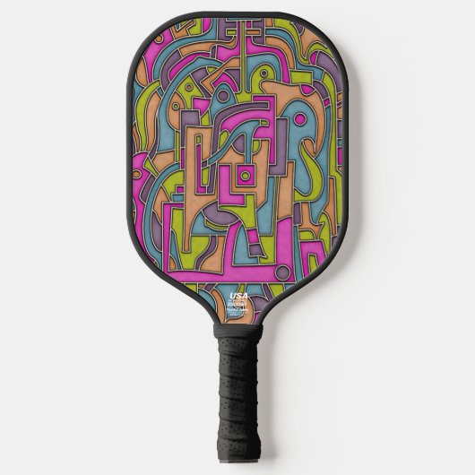 Raquette De Pickleball Conception géométrique rétro Mod Psychedelic 60s (Recto)