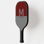 Raquette De Pickleball Conception monogrammée simple en gris & bordeaux (Gauche)