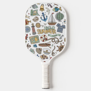 Raquette De Pickleball Conception nautique sur arrière - plan blanc