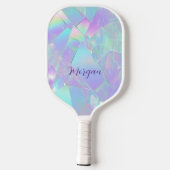 Raquette De Pickleball Conception turquoise et violette Iridescente, nom (Verso)