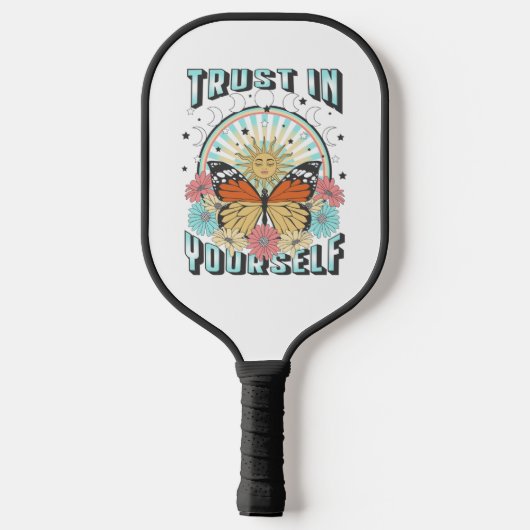 Raquette De Pickleball Confiance en soi | Soleil céleste et papillon (Verso)