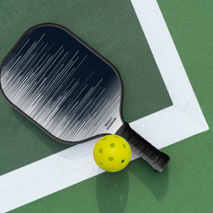 Raquette De Pickleball Cool Abstrait Black White Lines Nom du texte perso