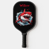 Raquette De Pickleball Cool Aquarelle Tête de requin Monogramme moderne (Verso)