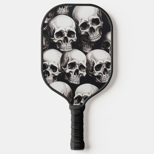 Raquette De Pickleball Cool Crâne noir et blanc (Recto)