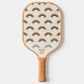 Raquette De Pickleball Cool de texte personnalisé Retro Rainbow Cloud Mot (Recto)