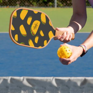 Raquette De Pickleball Cool et amusant yummy taco motif Monogram Water Bo