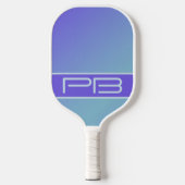 Raquette De Pickleball Cool Moderne Double Initiales Dégradé violet bleu (Recto)