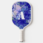 Raquette De Pickleball Cool Monogramme Bleu Art Abstrait (Verso)