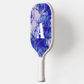 Raquette De Pickleball Cool Monogramme Bleu Art Abstrait (Gauche)
