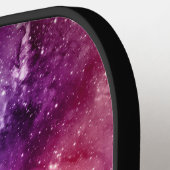Raquette De Pickleball Cool Nebula Galaxy Monogramme Nom Violet (Détail gauche)
