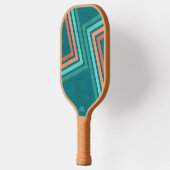 Raquette De Pickleball Cool Retro Green Orange Stripes Nom du texte perso (Gauche)