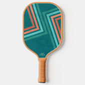Raquette De Pickleball Cool Retro Green Orange Stripes Nom du texte perso (Verso)