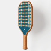 Raquette De Pickleball Cool Retro Jacquard Diamants Turquoise Monogramme (Gauche)