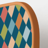 Raquette De Pickleball Cool Retro Jacquard Diamants Turquoise Monogramme (Détail gauche)