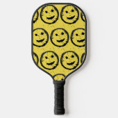 Raquette De Pickleball Cool Sardé Joyeux visage souriant motif jaune (Recto)