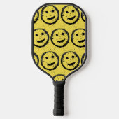 Raquette De Pickleball Cool Sardé Joyeux visage souriant motif jaune (Verso)