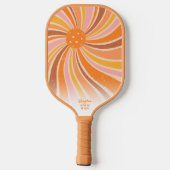 Raquette De Pickleball Cool Spiral Swirl Retro Rays Nom du texte personna (Verso)