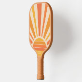 Raquette De Pickleball Cool Sunrise Retro Rays Nom du texte personnalisé  (Gauche)