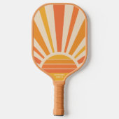 Raquette De Pickleball Cool Sunrise Retro Rays Nom du texte personnalisé  (Verso)