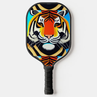 Raquette De Pickleball Cool Tiger Face Art Abstrait