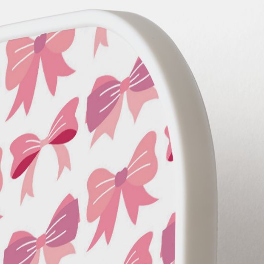 Raquette De Pickleball Coquette Bow rose Motif Monogramme initial (Détail gauche)