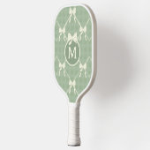 Raquette De Pickleball Coquette Bows Gingham Monogram Cream Sage Green  (Gauche)