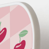 Raquette De Pickleball Coquette Cute Coquette en damier rose cerisier (Détail gauche)