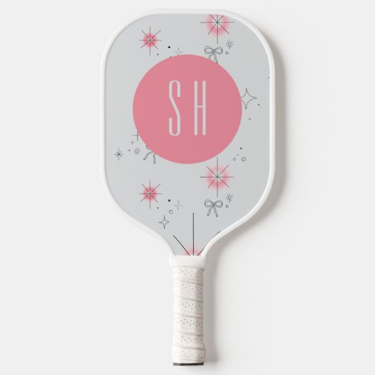 Raquette De Pickleball Coquette rose tendance Monogramme (Recto)