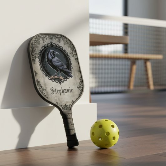 Raquette De Pickleball Corbeau gothique avec nom