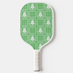 Raquette De Pickleball Cosy sapin de Noël affreux pull à damiers motif