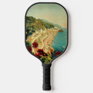 Raquette De Pickleball Côte italienne d'Amalfi, affiche de voyage vintage