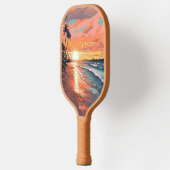 Raquette De Pickleball Coucher de soleil de plage tropicale sur mesure (Gauche)