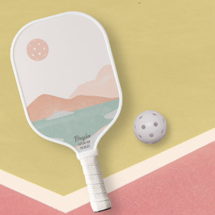 Raquette De Pickleball Coucher de soleil Pickleball minimal paysage neutr