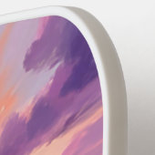 Raquette De Pickleball Coucher de soleil Plage violet Océan Aquarelle (Détail gauche)