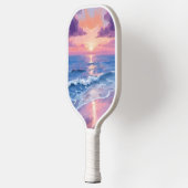 Raquette De Pickleball Coucher de soleil Plage violet Océan Aquarelle (Gauche)