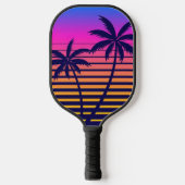 Raquette De Pickleball Coucher de soleil rétrograde et palmiers (Recto)
