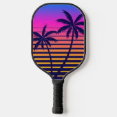 Raquette De Pickleball Coucher de soleil rétrograde et palmiers (Verso)
