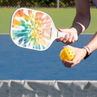 Raquette De Pickleball Couleur bleu bleu violet orange rétro teinture Art