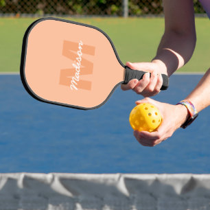 Raquette De Pickleball Couleur pêche pastel cool avec nom de monogramme p