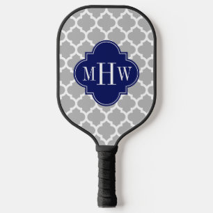 Raquette De Pickleball Couleurs DIY Gris Bleu Blanc Marocain BG 3 Initial