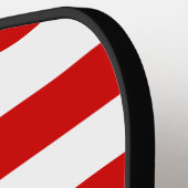 Raquette De Pickleball Couleurs DIY Rouge Rayures Blanches Nom Monogramme (Détail gauche)